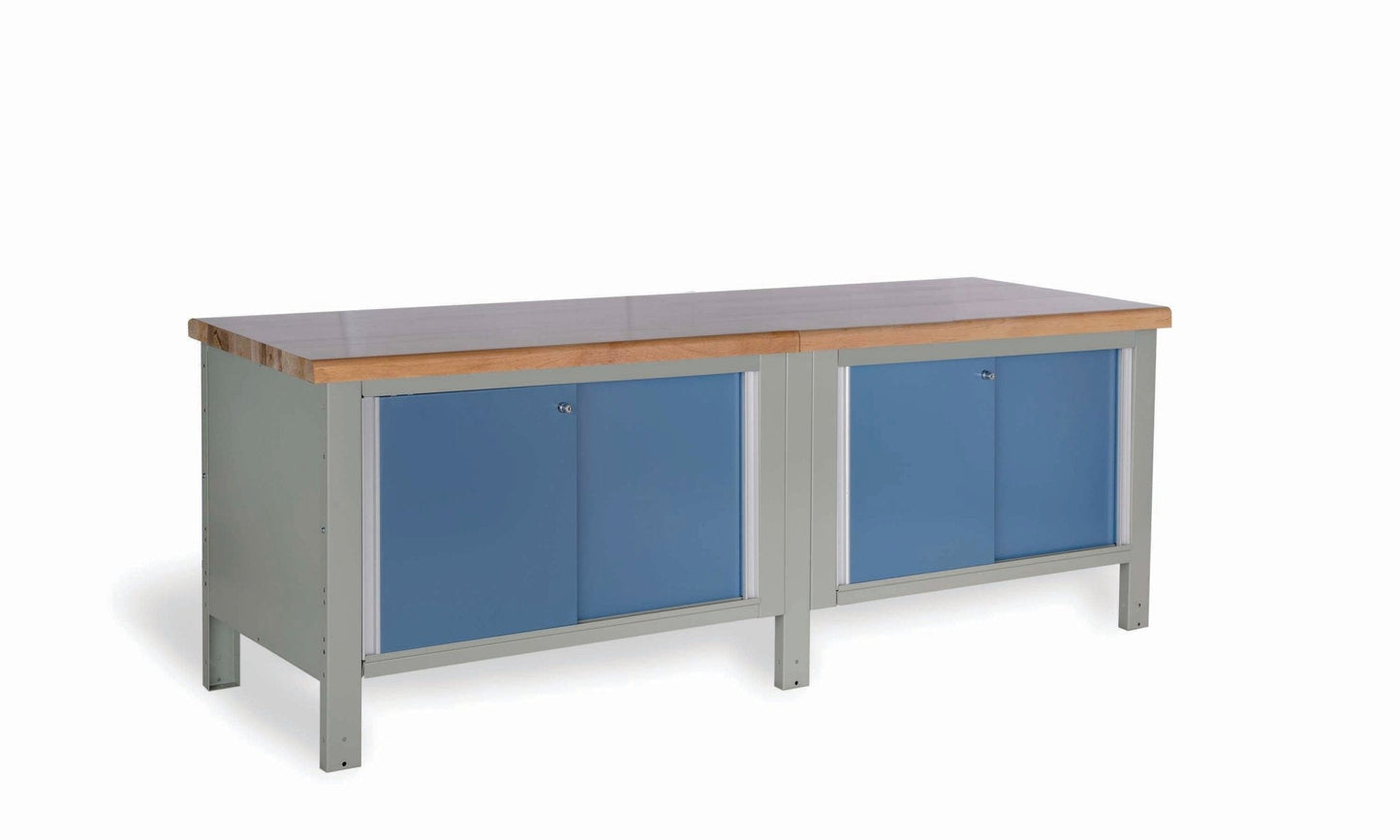 Double Closed Workbench (96"W X 30"D X 33 3/4"H) - Painted Steel