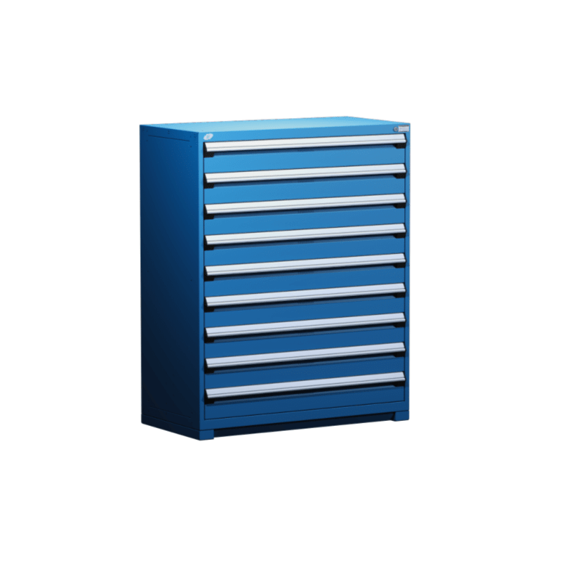 48"W X 24"D X 60"H Heavy-Duty Stationary Cabinet, 9 Drawers (With Compartments)