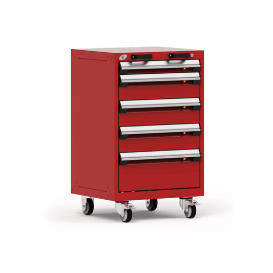 Rousseau Mobile Tool Box with Wood Top, 6 Drawers