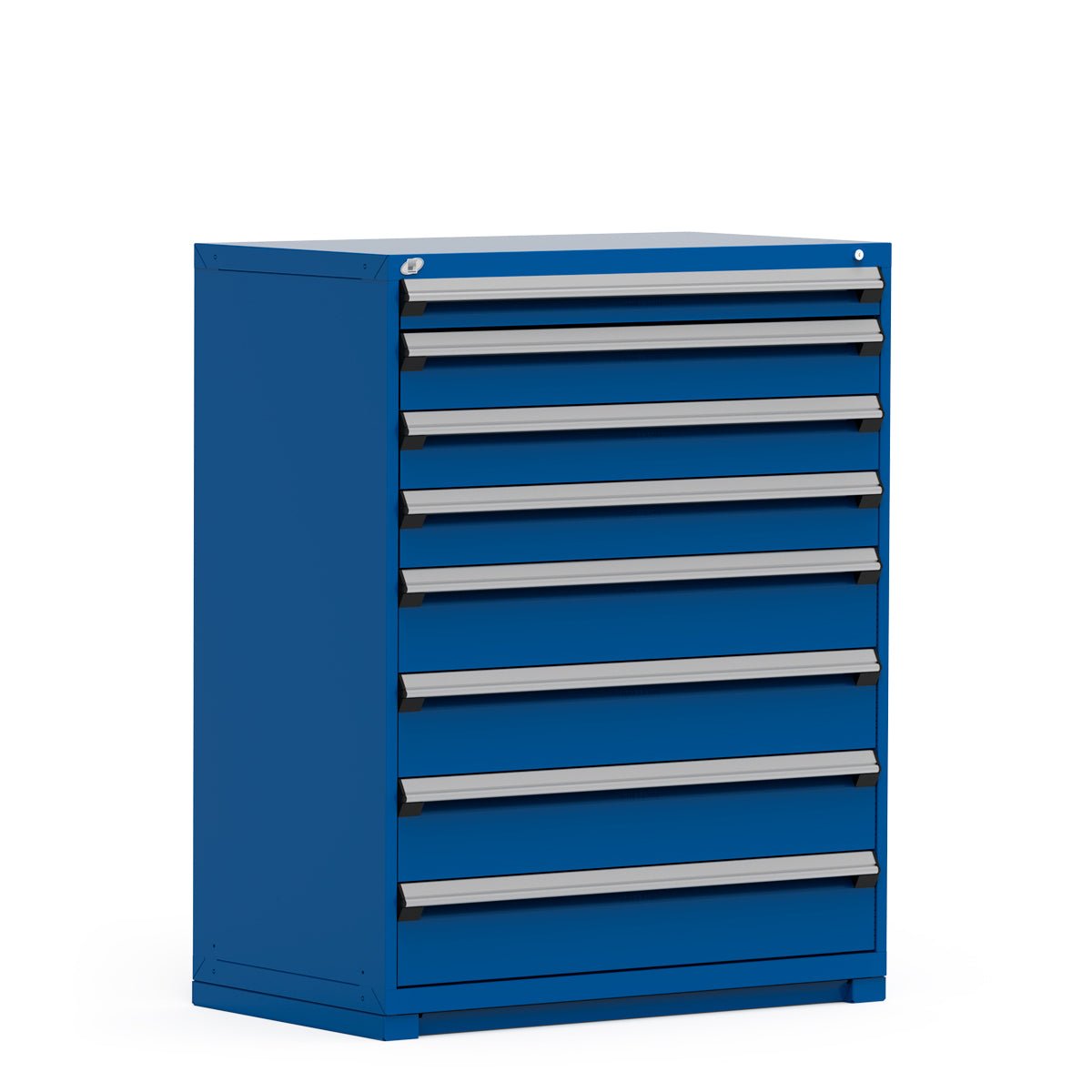 48"W X 24"D X 60"H Heavy-Duty Stationary Cabinet, 8 Drawers (With Compartments) In Stock - Avalanche Blue
